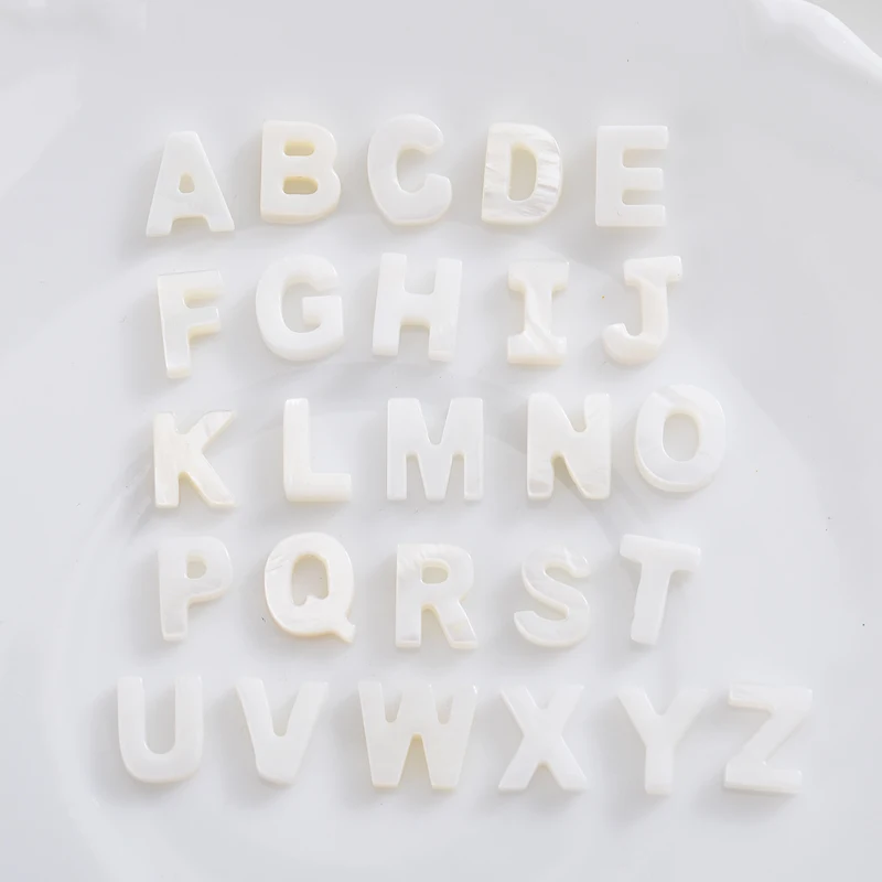 

Natuar White 26 Capital Letter Shell Beads 5/10/15Pcs Letter Mother Of Pearl Shell Bead For Jewelry Making DIY Bracelet Necklace