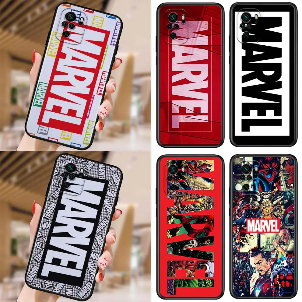 

Marvel logo cool for Xiaomi Redmi Note 10 10S 9 9T 9S 9Pro Max 8T 8Pro 8 7 6 5 Pro 4X Silicone Soft Black Phone Case