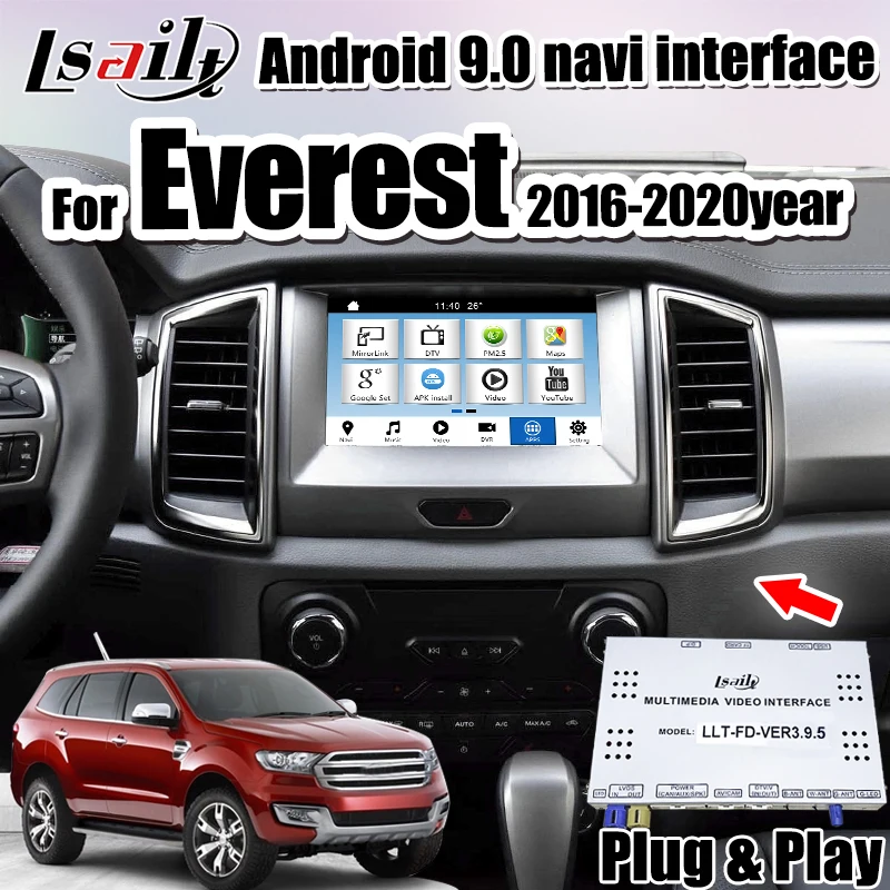 Lsailt Android мультимедийный видеоинтерфейс для Ford Everest Focus Ranger 16-20 sync3 поддержка YouTube