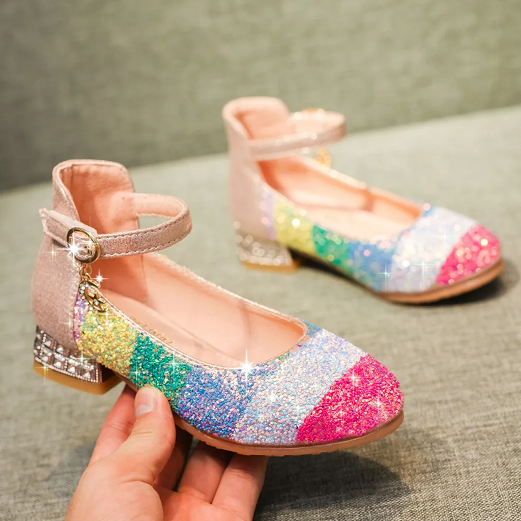 Обувь для вечеринок девочек принцесс детские сандалии Яркие туфли на высоком