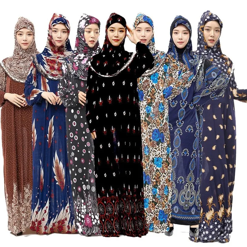 Мусульманский полный Чехол исламское платье Абая традиционный хиджаб + платье комплект одежды для женщин Тонкий Ближний Восток Рамадан мол...