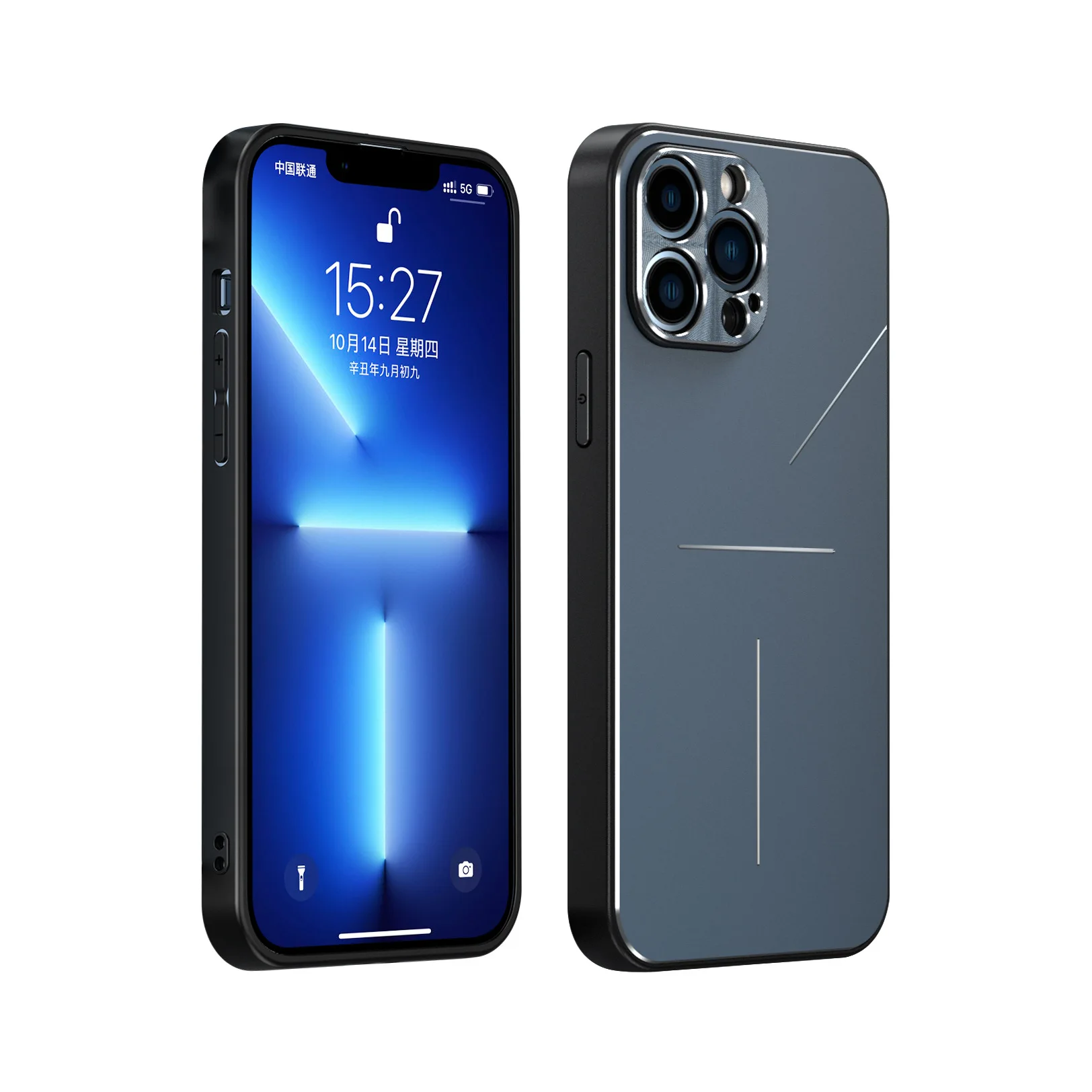 

Suitable for iPhone 13 11 12 Pro Max lens full package anti fingerprint frosted case metal back plate far Blue Apple phone case