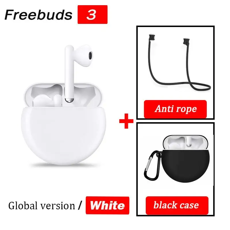 White n case n rope Беспроводные наушники huawei Freebuds 3 TWS, Bluetooth наушники с активным шумоподавлением, Bluetooth 5,1, управление нажатием, 20 часов работы - Цвет: White n case n rope