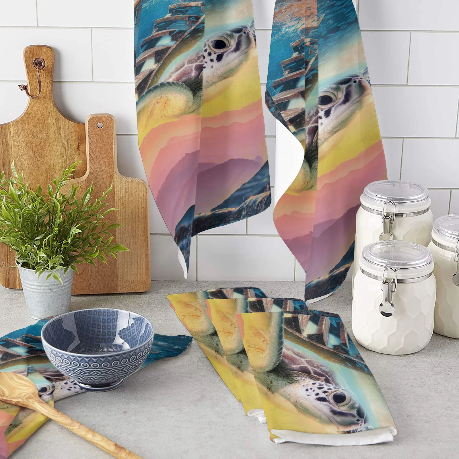 

Кухонное полотенце из микрофибры с изображением черепахи