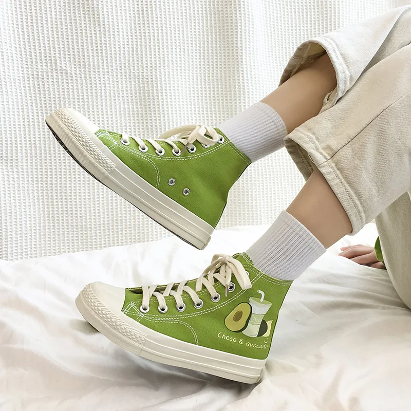 Женские парусиновые туфли с принтом сыра авокадо популярные цветные ручной