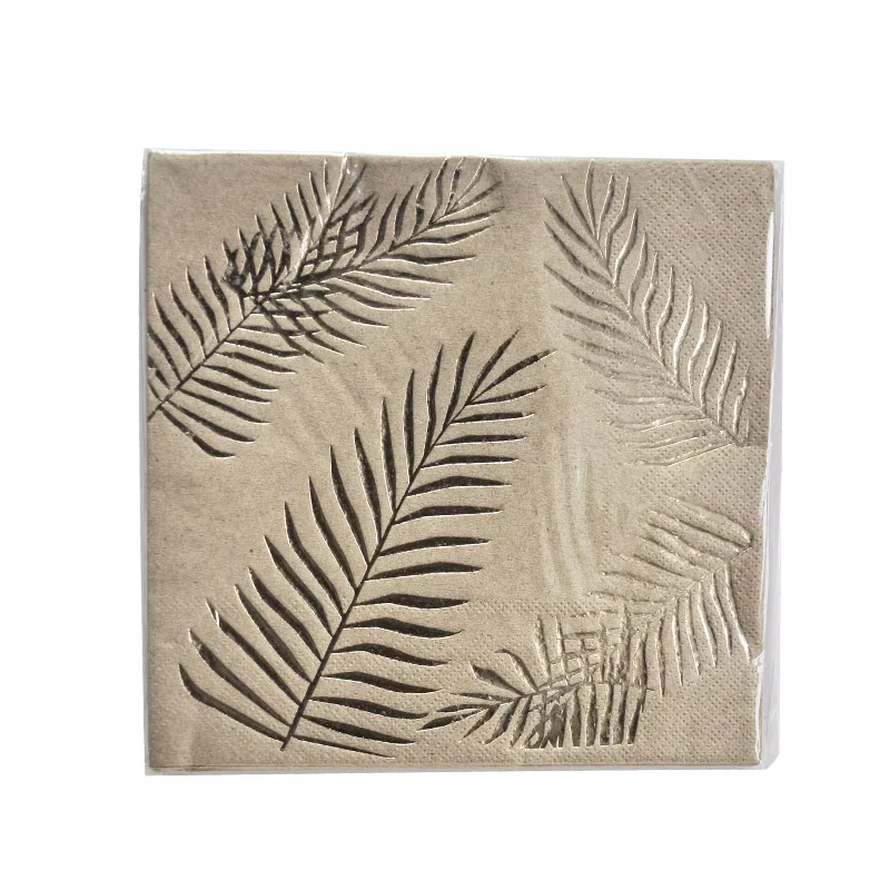 Одноразовая посуда из золотой фольги бумажные тарелки с листьями пальмы чашка