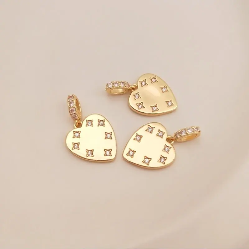 

2PCS with Zircon Love Pendant Jewelry Making Supplies 14k Gold Plated Charms for Jewelry Making DIY Brass Accessories