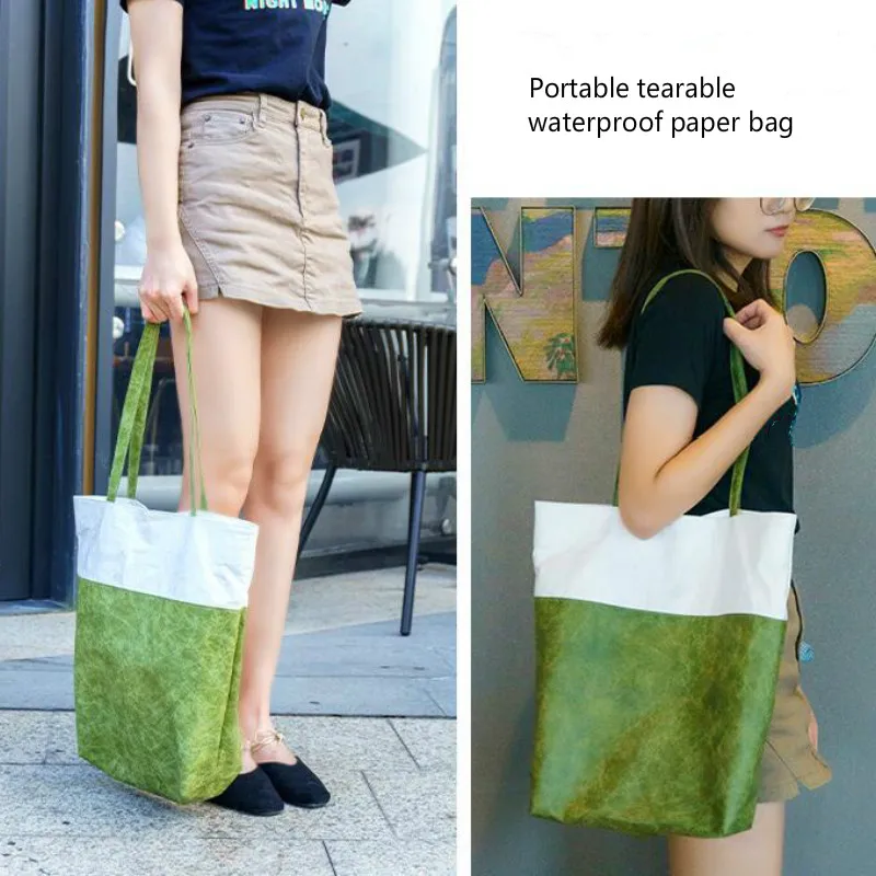 

3 PICS Tyvek DuPont Paper Bag Hand-tearable Waterproof Paper Bag Environmental Gift Bag Washing Portable Shopping Bag