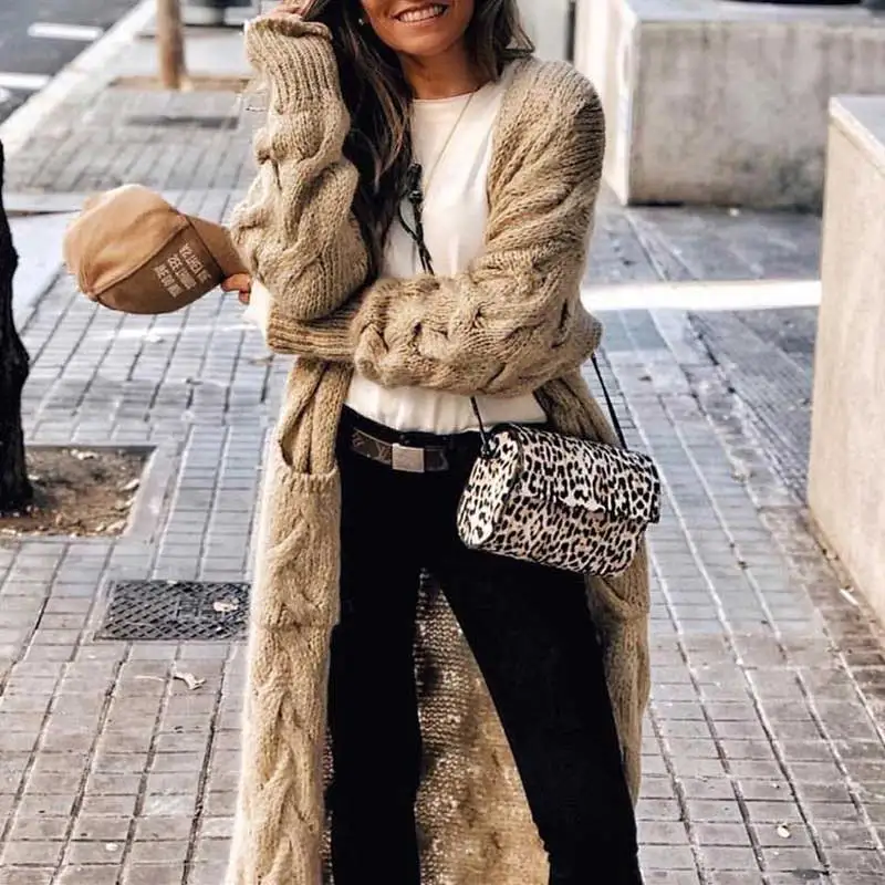 Богемный Вдохновленный Повседневный длинный кардиган женская вязаная верхняя