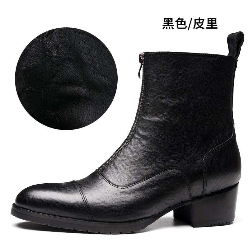 

Autumn and winter Martin boots leather horse leather plus cashmere boots high-top Martin shoes fashion short boots men's boots