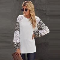 european and american womens autumn new print long sleeve loose round neck pullover t shirt