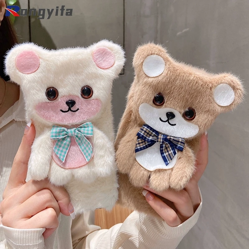 

cartoon 3D Plush cute Bear soft phone case for Vivo V17 S1 V15 V11 Pro Neo Y19 Y17 Y15 Y12 Y11 Y97 Y93 Y91C Y95 Y91 back cover