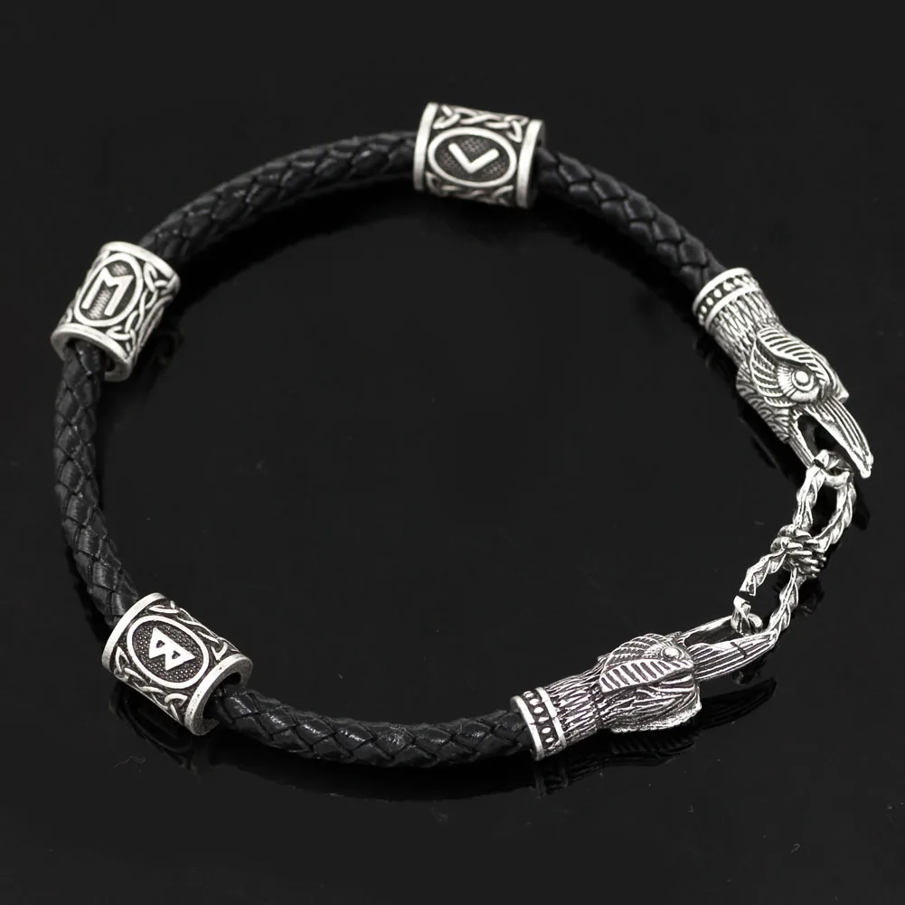 Viking Амулет из натуральной кожи Odin браслет с вороном викингом амулет узелком