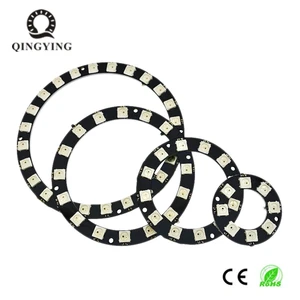 Светодиодная полноцветная кольцевая лампа SMD5050 с умными интегрированными драйверами, 1 шт., 5 в постоянного тока, WS2812, 5050, 1, 8, 12, 16, 24 бита