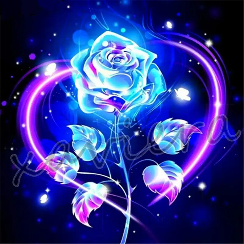 

Full Square Drill Embroidery Flower Diamond Painting 5D Diy Purple Rose Mosaic Picture of Rhinestones Home Decoration Bedroom