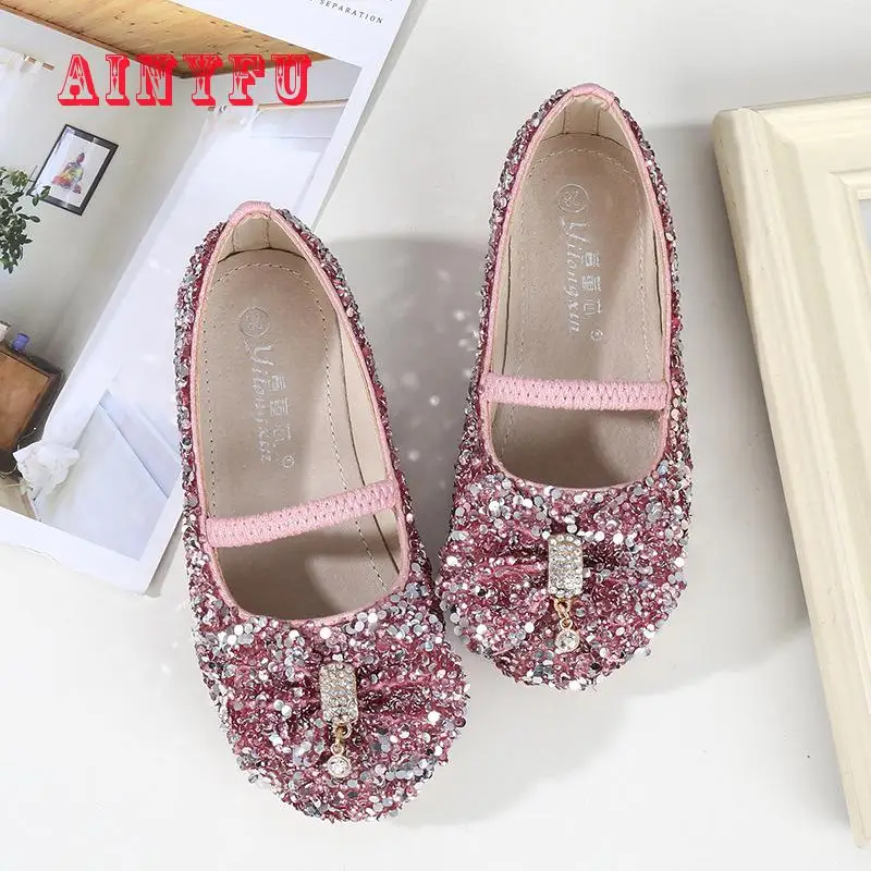 Ainyfu модные туфли для девочек принцессы Детские повседневные кожаные Весна Осень