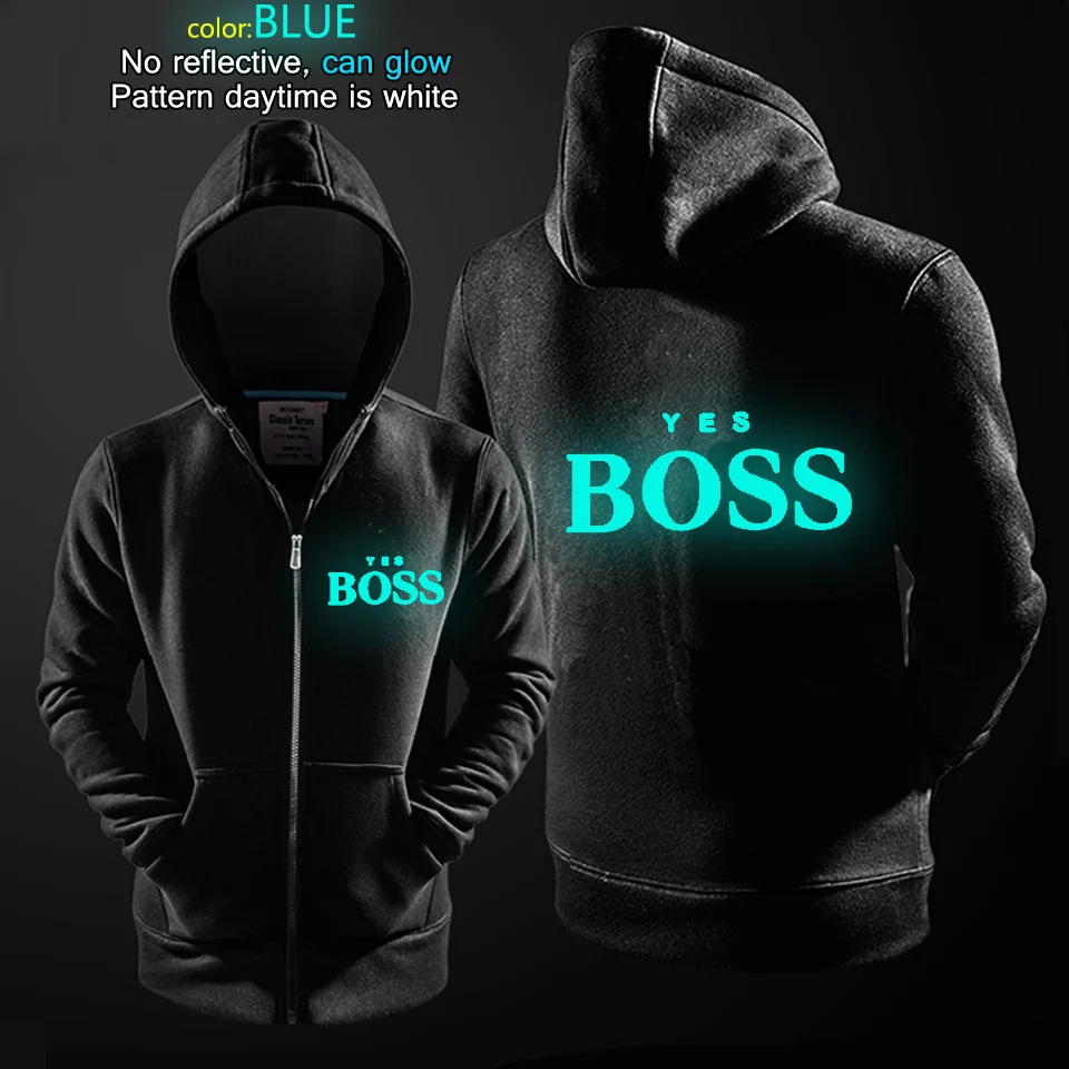 Blue Светится в темноте Для мужчин Для женщин да принт Boss одежда с длинным рукавом с капюшоном забавные толстовки с капюшоном футболка с капюшоном пальто куртка - Color: Blue
