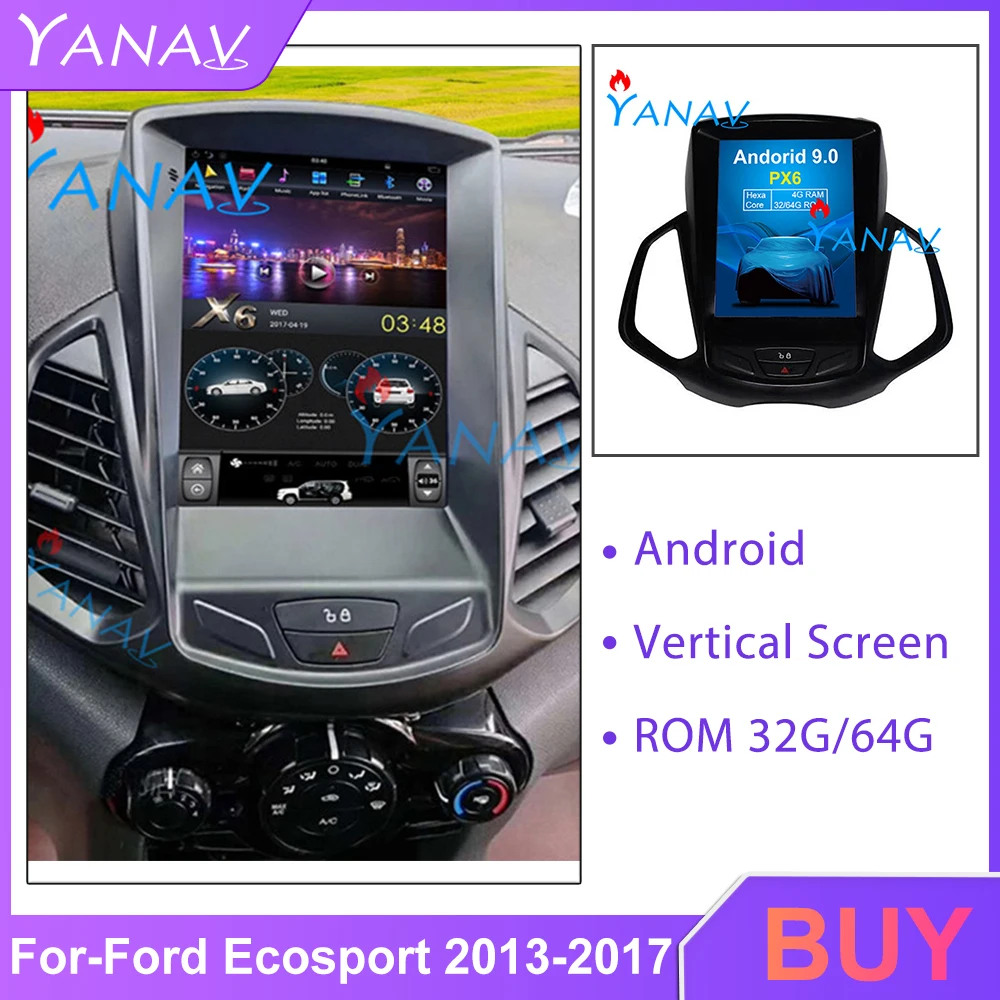 

Автомобильный DVD-плеер с экраном 10,4 дюйма для Ford Ecosport 2013-2017, автомобильный GPS-навигатор, мультимедийный плеер, автомобильная Система Android