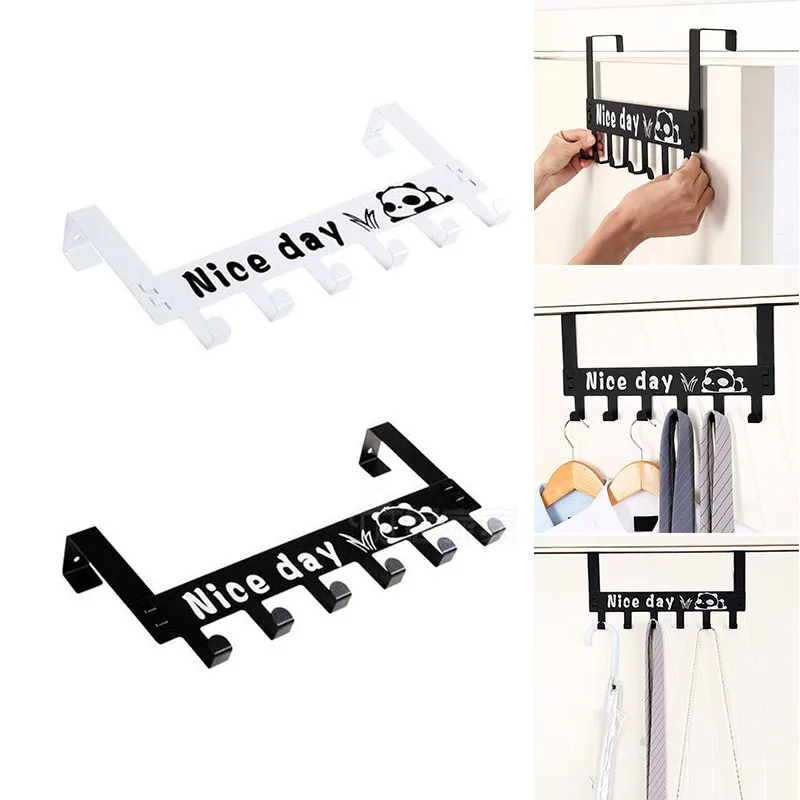 

NEW 1PCS 6 Hooks Over The Door Home Bathroom Organizer Rack Clothes Coat Towel Hanger Iron Good Load-Bearing Rack