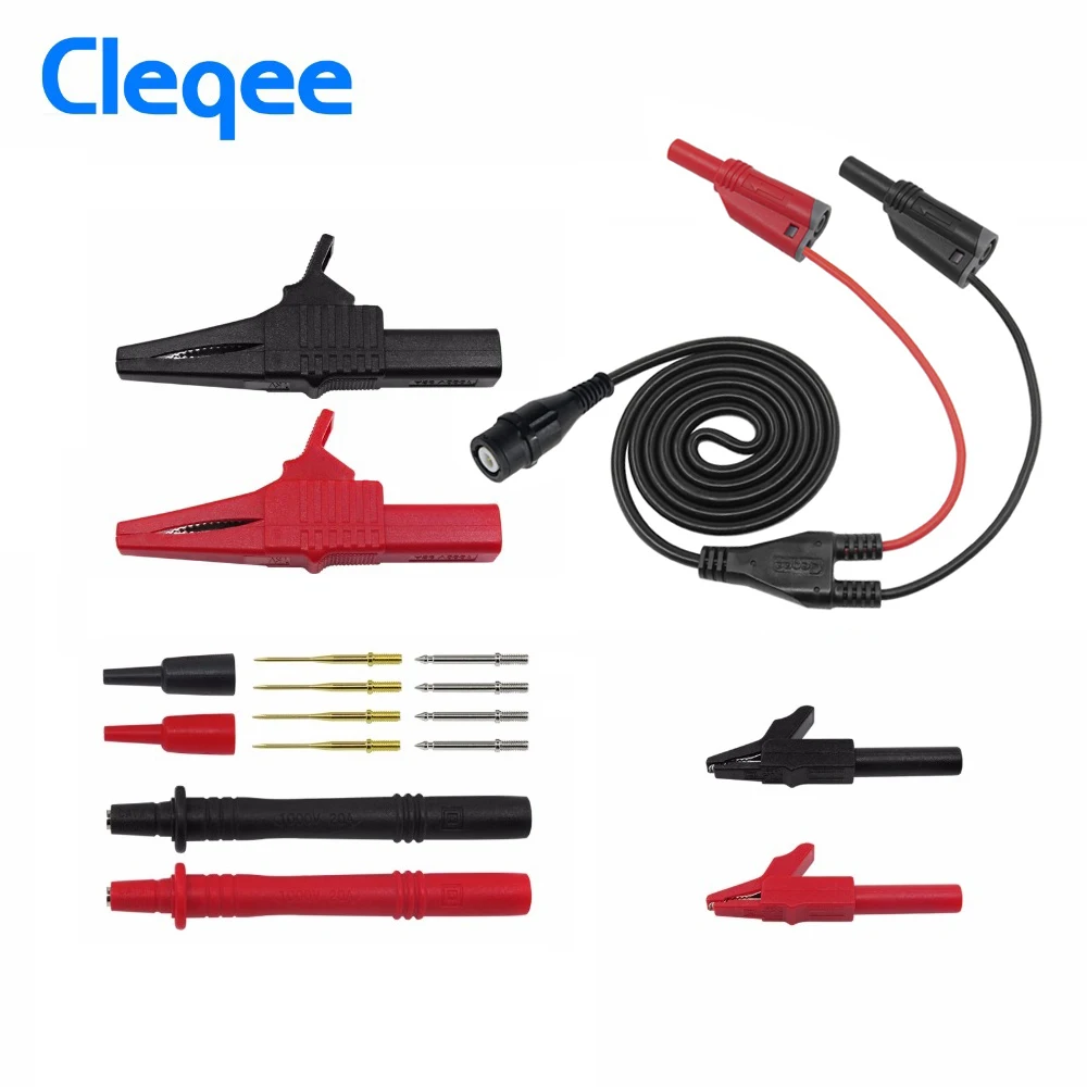 

Cleqee P1800A BNC Electronic Specialties Test Lead Kit Test Pins Alligator Clip for Multimeter Automotive Test Probe Leads Kit