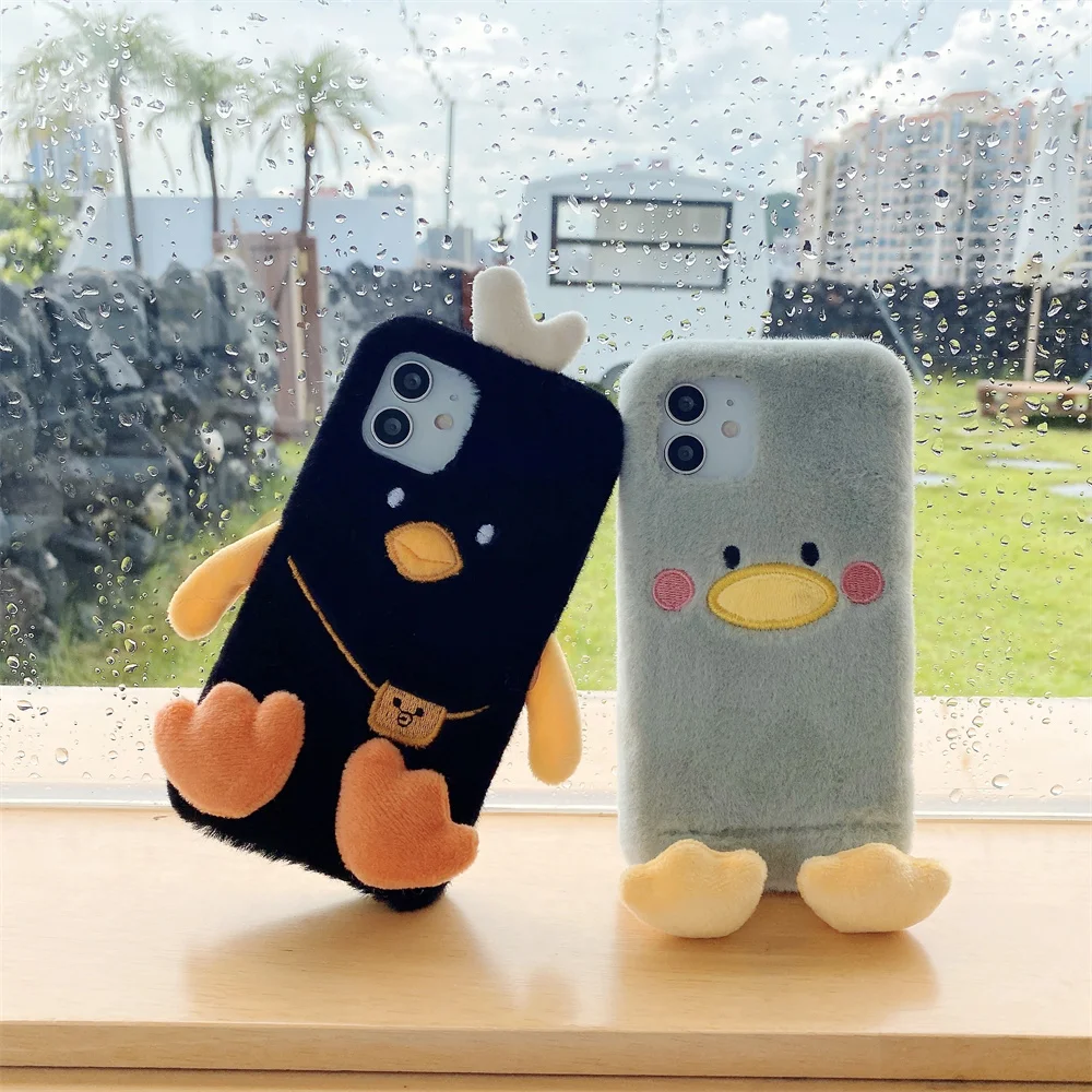 

Cartoon plush mobile phone case for IPhone 13 11 12 Pro XS Max 12 Mini SE 2020 XR 7 8 Plus Cartoon bear anti-fall iPhone case