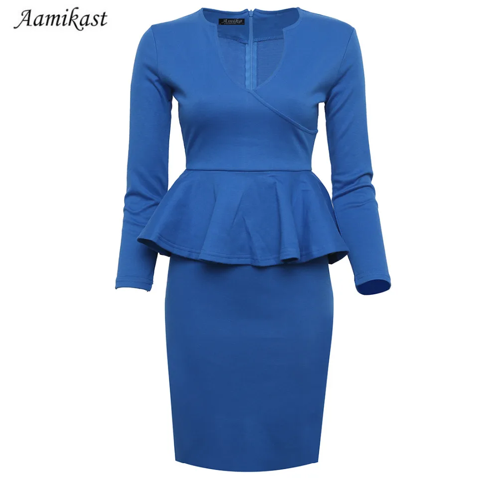 Hot Sale Autumn Celebrity New Fashion V-neck Full Sleeve Pencil Party Cocktail Women Dresses robe | Женская одежда