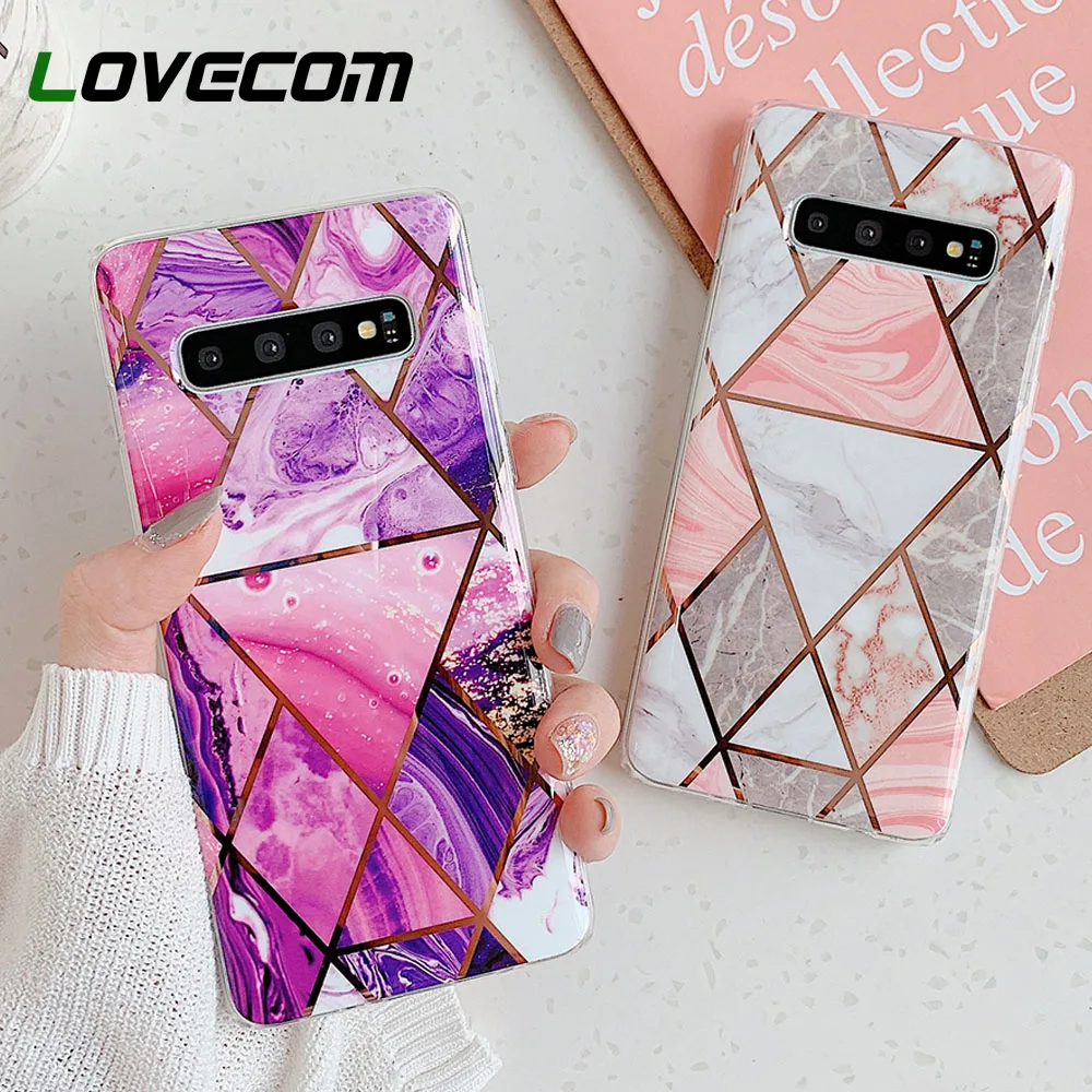 Роскошный чехол LOVECOM с геометрическим мрамором для телефона Samsung A50 A51 S10 S9 Plus S10e Note