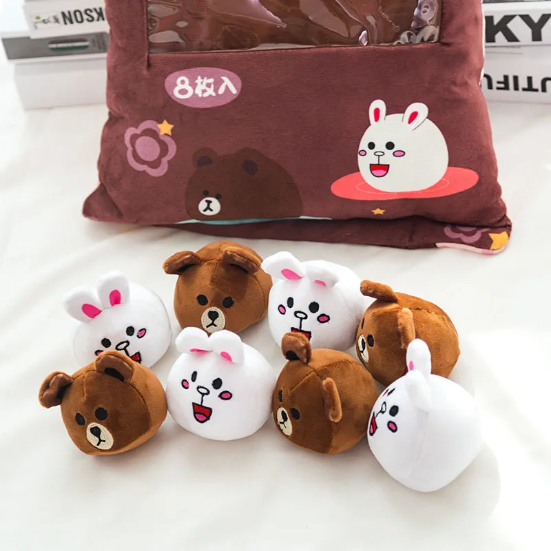 8pcs/lot Cute Animal Brown Cony Bag Plush Doll Stuffed Bunny Candy Pudding Cushion/Pillow Kids/Girl Birthday Gifts |