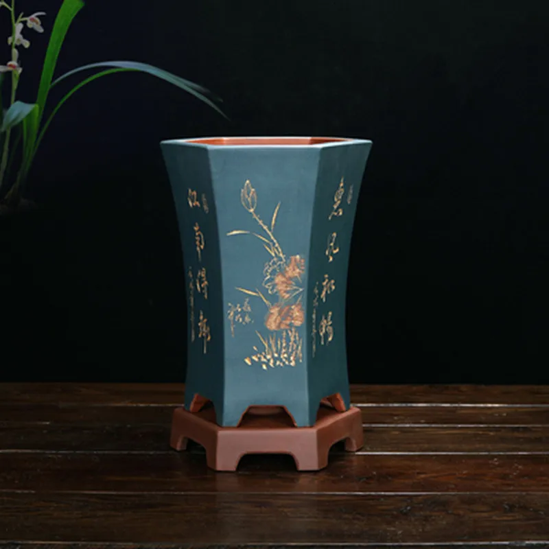 Чайный набор из Орхидея бассейна большой шесть квадратных гравировкой высокого