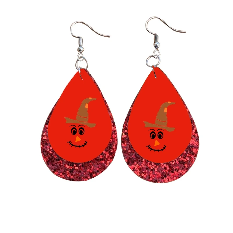 Серьги из искусственной кожи со снеговиком и пугающими лицами подарок на Новый