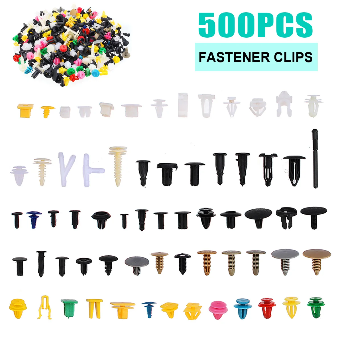 

500/1000PCS Mixed Auto Fastener Vehicle Car Bumper Clips Retainer Fastener Rivet Door Panel Liner Universal Fit for All Car