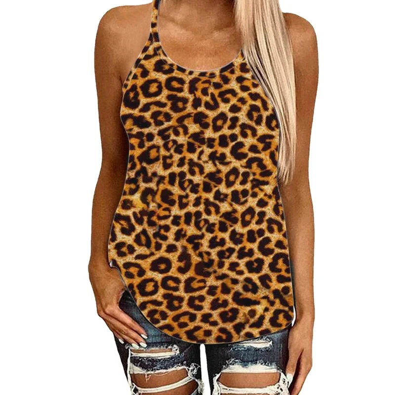 

European and American Style Summer New Ladies Sunflower Print Hollow Back Sexy Camisole All-match Blouse Woman Clothing WH24