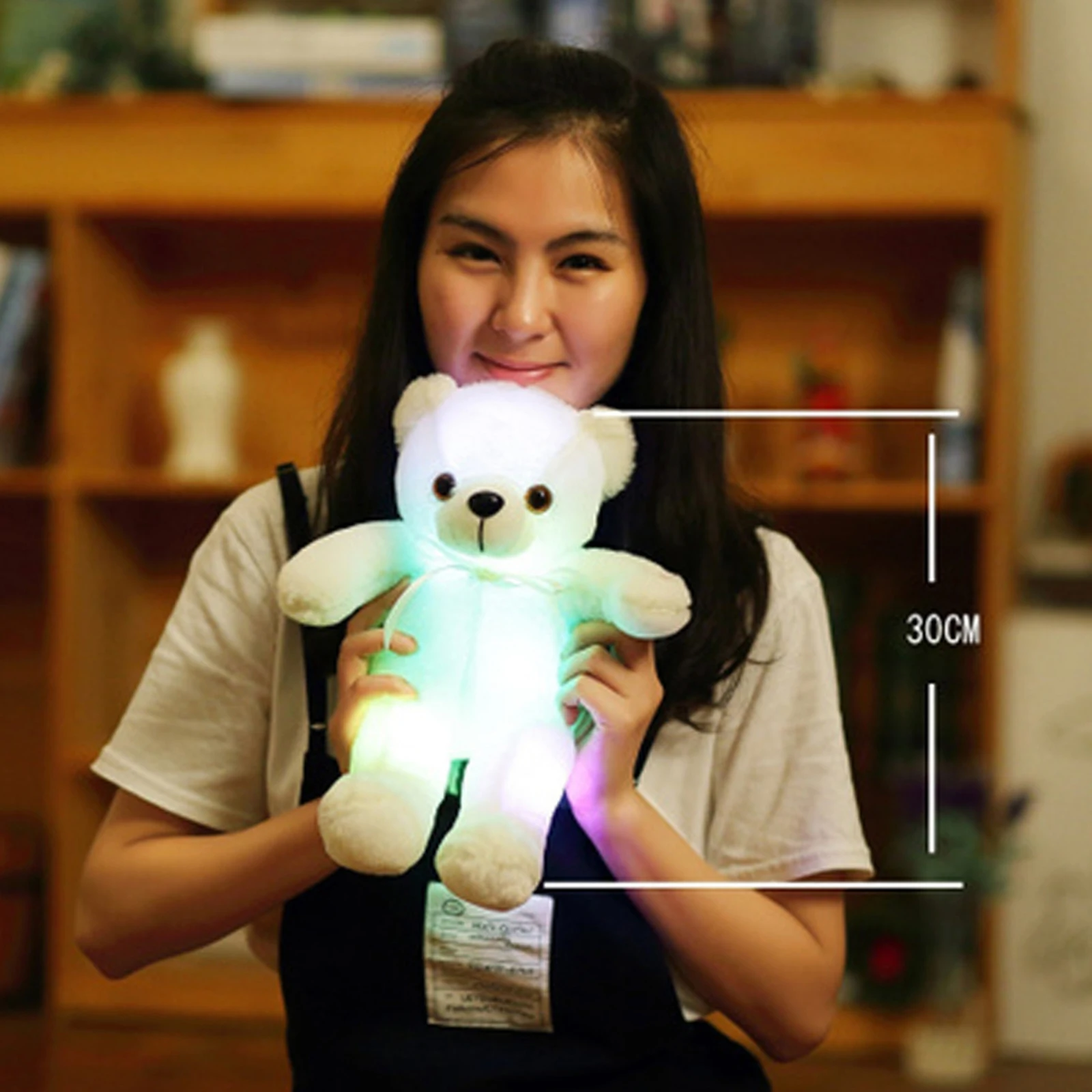 

30cm/50cm Colorful Glowing Teddy Bear Plush Toys Doll Kids Fun Toys Colorful Glowing Christmas Birthday Gift