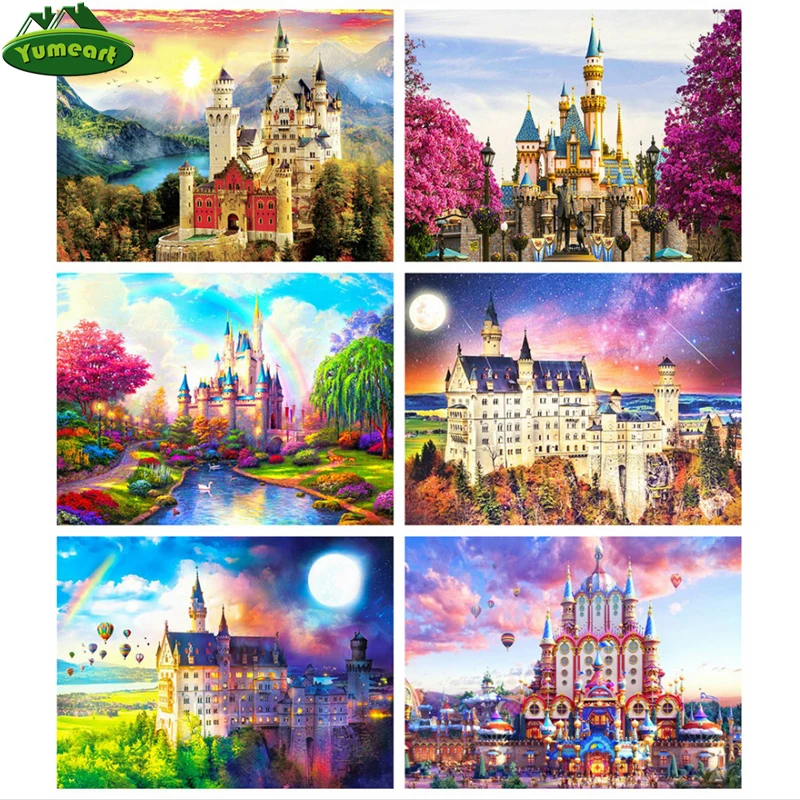 Краски с бриллиантом ing Раскраска по номерам полная квадратная дрель замок 5D DIY