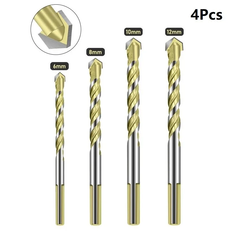 

4PCS Carbide Triangle Drill Bits Marble Drilling Glass Tile Ceramic Drill Bit Woodworking Tools Masonry Drill Bit Sets