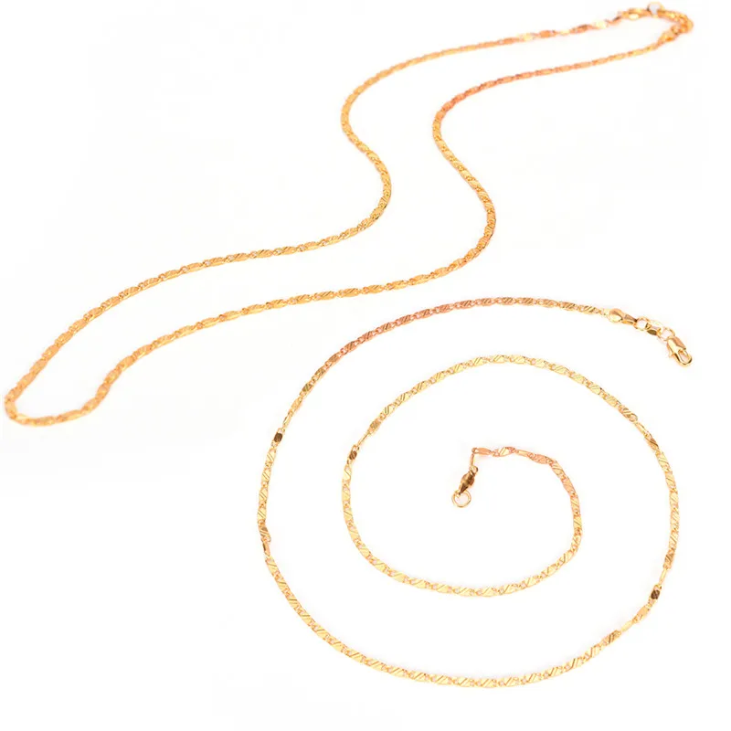 

Men Necklace Chains Fashion Solid Gold Color Filled Curb Cuban Long Necklace DIY Chain Charm Unisex Jewelry16-30 Inch Hot