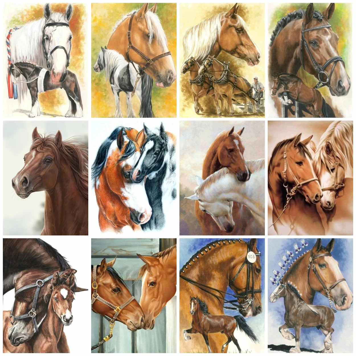 

5D Square/Round Diamond Painting Horse Cross Stitch Diamond Art Animals Mosaic Embroidery Sale Handwork Hobby Gift Wall Decor