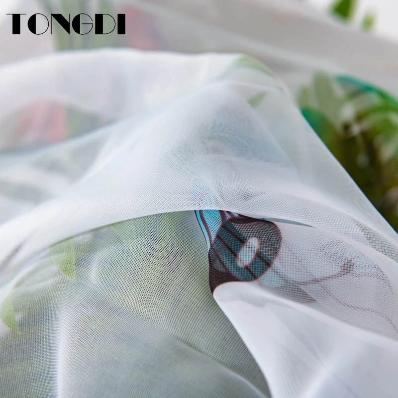 Цветная прозрачная занавеска TONGDI с принтом бабочки белое Тюлевое прозрачное