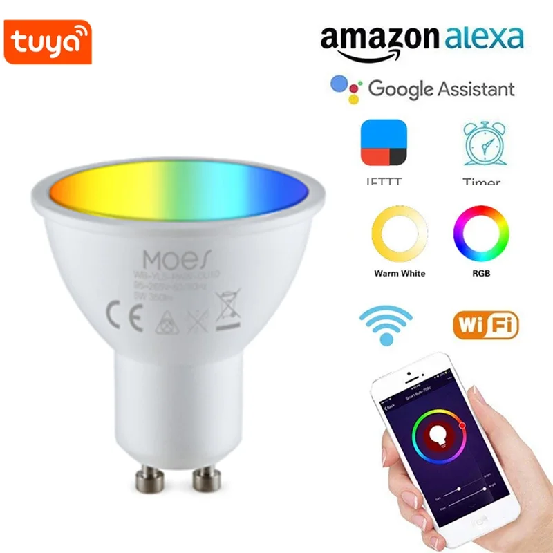 

Умсветильник Светодиодная лампа GU10 с поддержкой Wi-Fi и таймером, 5 Вт, 95-265 в