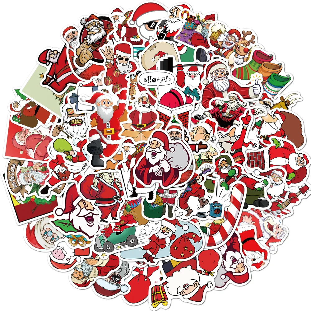 

50pcs Christmas stickers Holiday decoration Santa Claus Doodle Suitcase Laptop Car Waterproof Sticker DIY Christmas sticker