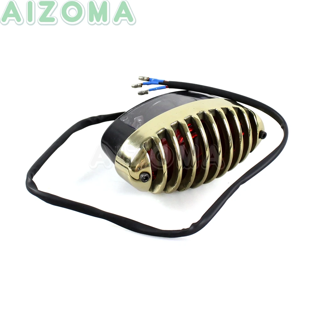 Латунная овальная решетка для мотоцикла стоп-сигнал задний фонарь крейсеров