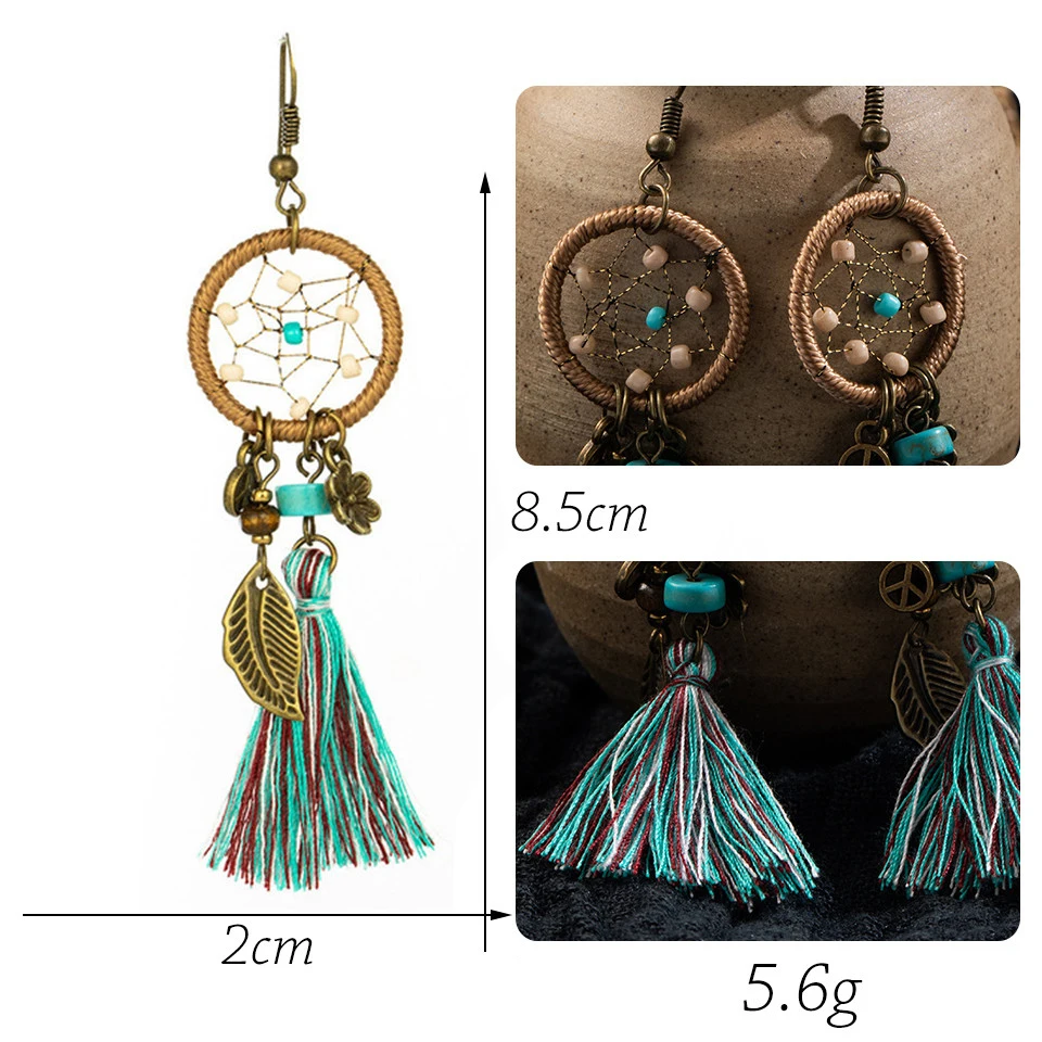 Conjunto de brinco de folha de flor grande do vintage Declaração de jóias feminino Bohemia étnica entrega de bronze longa brincos pendurados para mulheres