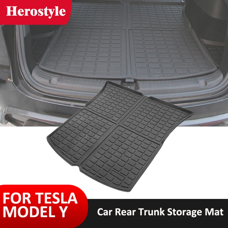 

Водонепроницаемые коврики для багажника, коврик для хранения в заднем багажнике автомобиля Tesla Model Y, пользовательский лоток для груза, защи...