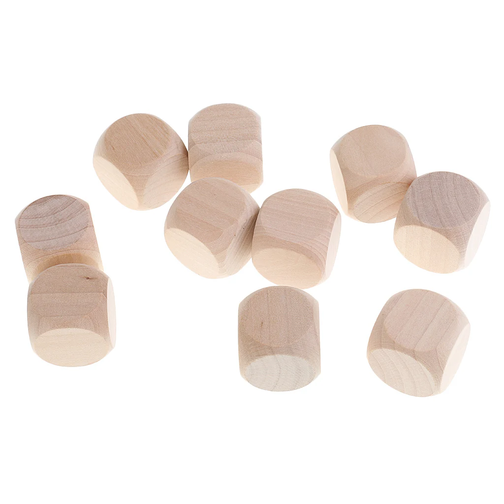 

Set of 10 Wooden Blank Dice 6 Side Dices 30mm for Kids Bulding Blocks Game