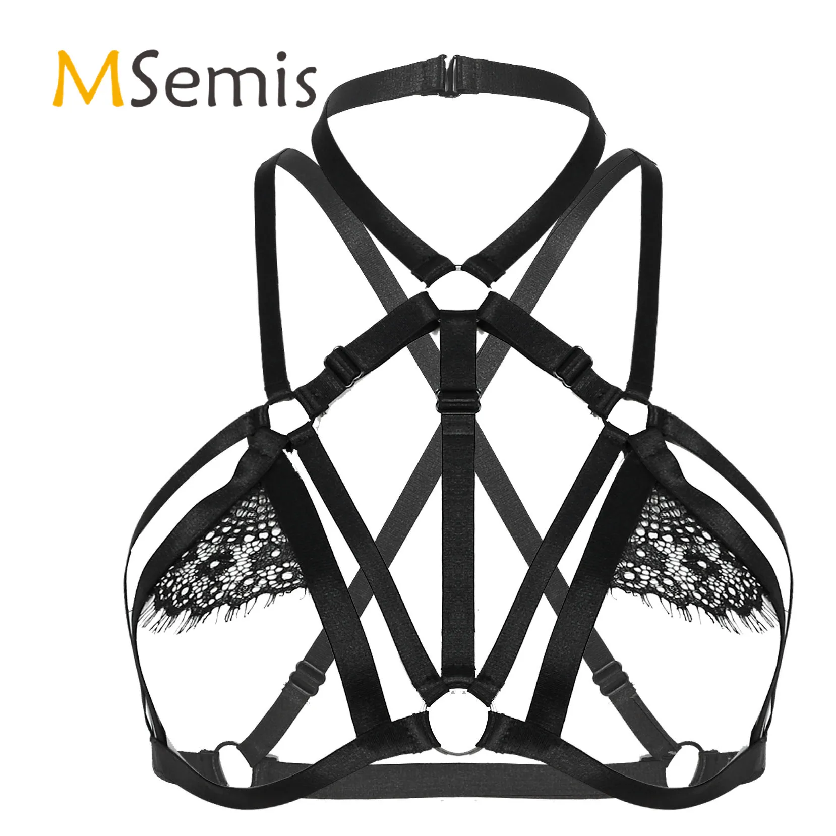 

Womens Lingerie Hot Hollow Out Strappy Bra Tops Lingerie Underwear O Ring Lace Trim Bralette Wireless Unlined Erotic Brassiere