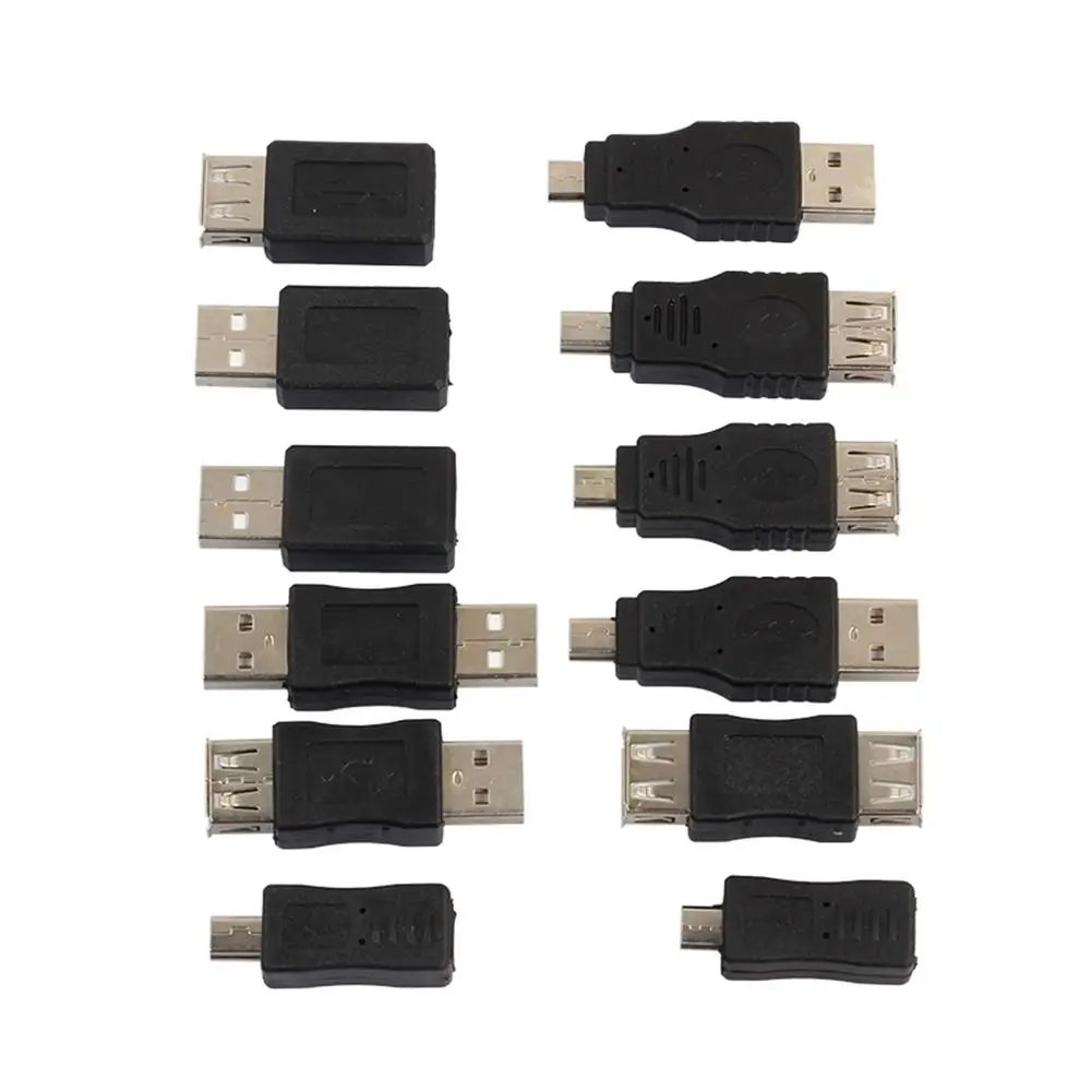 

12 Pcs USB 2.0 Male to Female Micro Mini Changer Adapter Converter Connector Kit