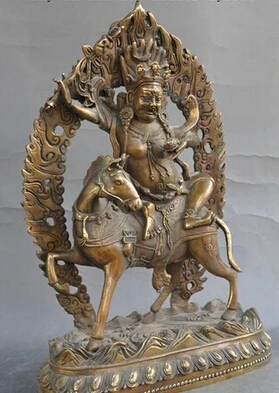 free shipping old tibetan buddhism bronze fane evil Exorcism Mahakala buddha ride horse statue | Дом и сад