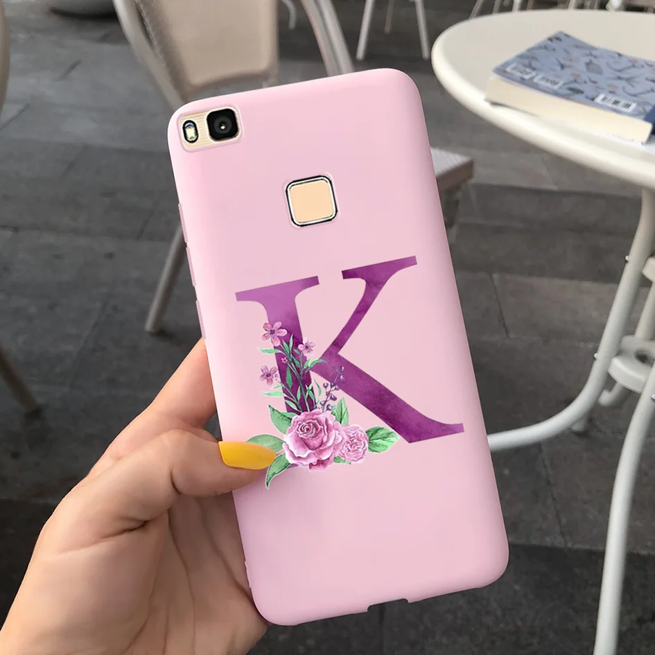 For Huawei P9 Lite Case 2016 Luxury Letter Alphabet Flower Matte Soft Phone Cover VNS-L21 P9Lite G9Lite Funda | Мобильные телефоны