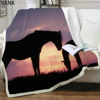 nknk brank horse blankets animal plush throw blanket sunset blankets for beds lovely bedding throw sherpa blanket new premium