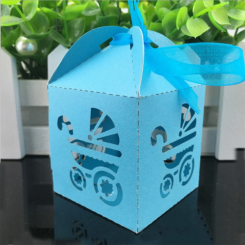 

50pcs Laser Cut Candy Gift Box Baby carriage Favor Box Party Supplies Baby Shower Favors and Gifts Birthday Party Favor Supplies